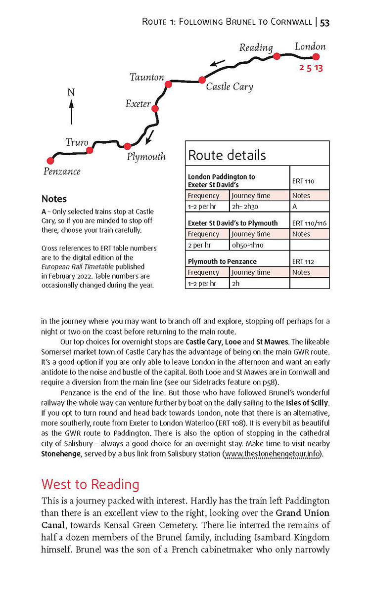 <p>Sample page of Route 1 from Europe by Rail (17th edition)</p>